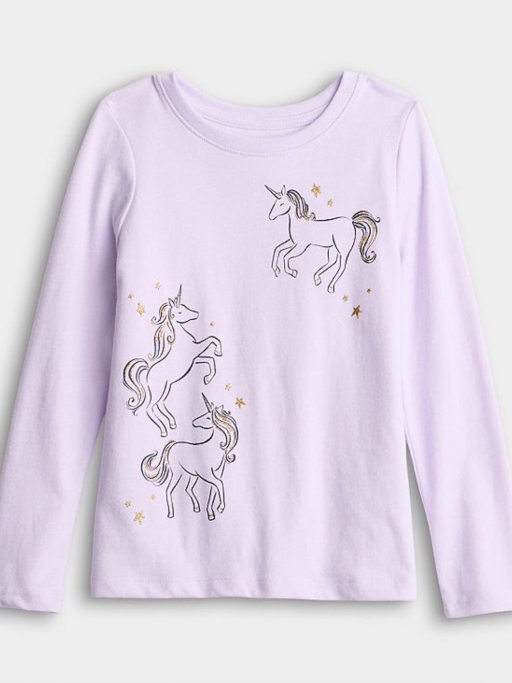 Unicorn Long Sleeve Girls T Shirt Lt. Purple Size 12